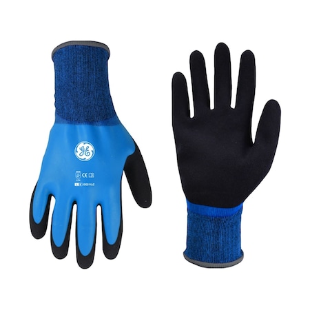 Ge Coated Gloves, Latex, Sandy, Blue, XL 1 PR GG211LC